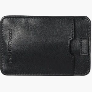 BOSCA ESSENTIALS LEATHER CARD CASE BLACK 4” NWT